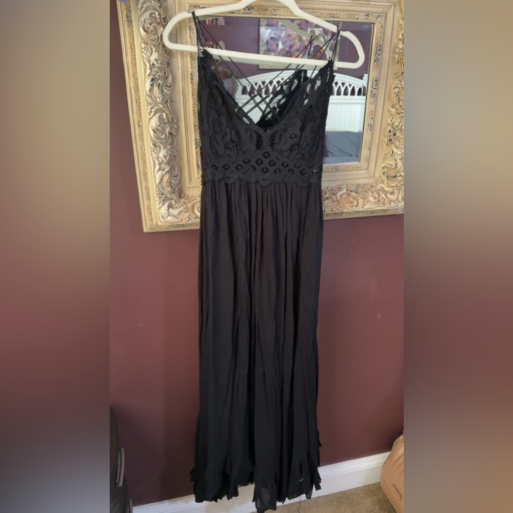 Free People Adella Maxi Slip Black